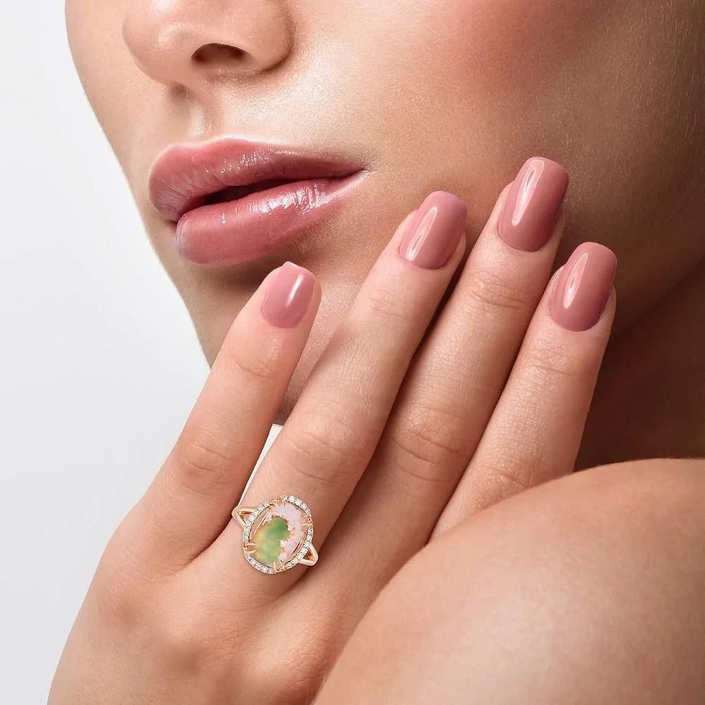 Beautiful 💜NWT ✨LeVian Rose Gold Ring with Green and Pink Stone sz 7 - Picture 10 of 11